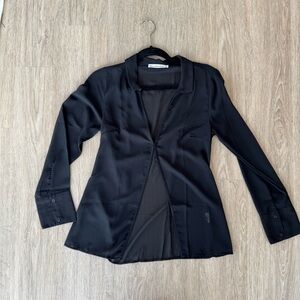 AF sheer black open front blouse